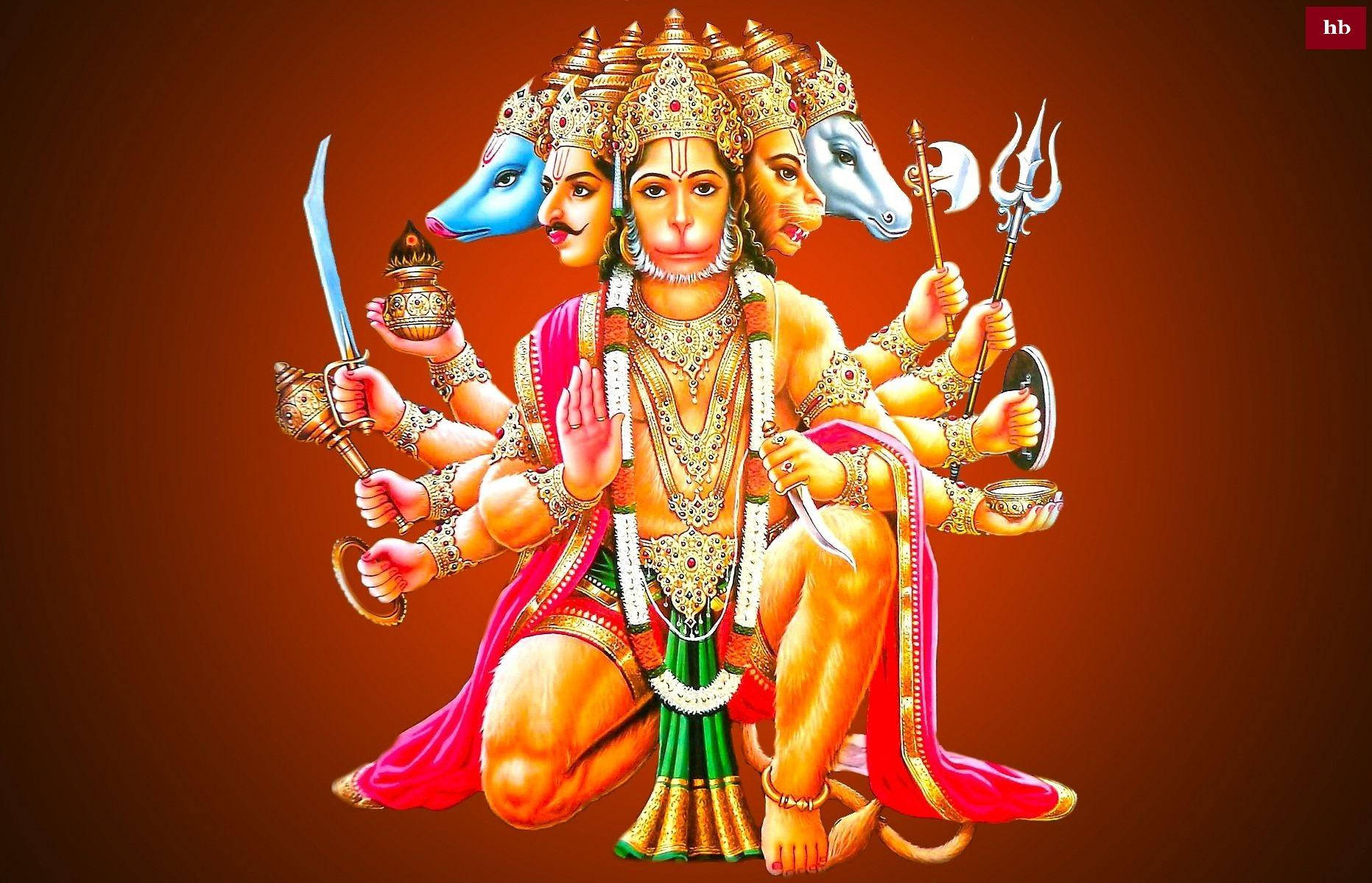 Panchmukhi Hanuman With Weapons Wallpaper