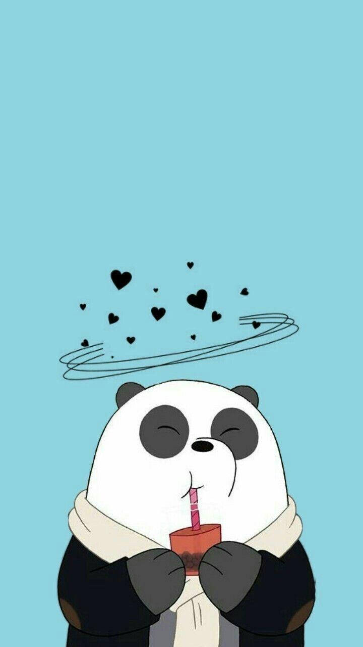 Panda Sipping We Bare Bears Wallpaper