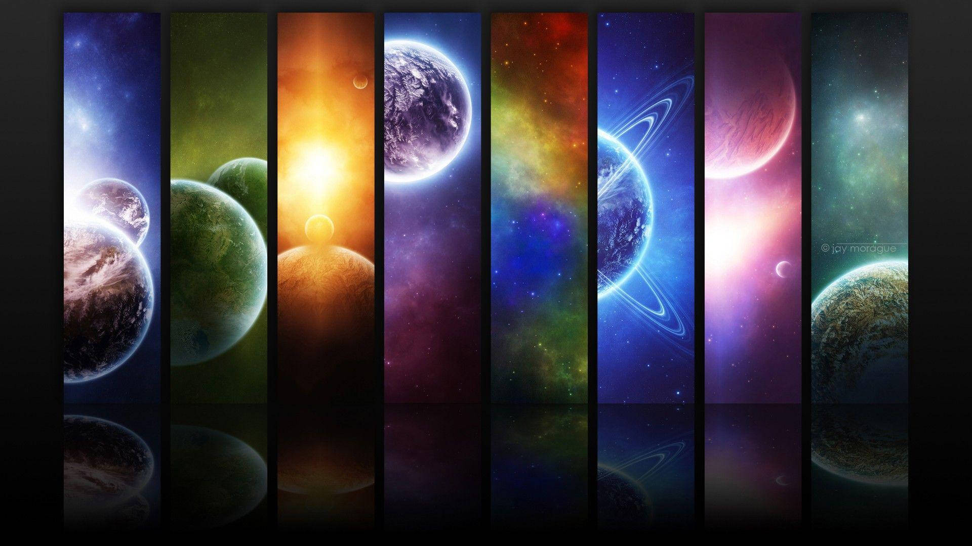 Panels Of Planets Cool Pc Wallpaper