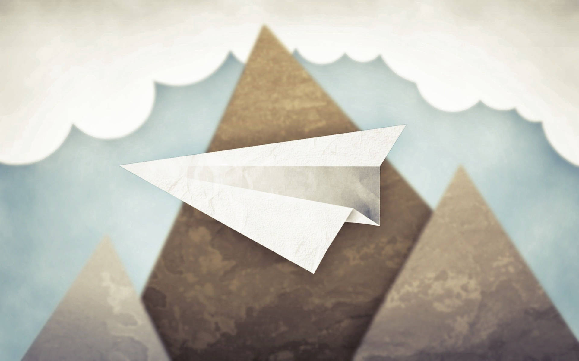 Paper Plane On Minimal Mountains Wallpaper