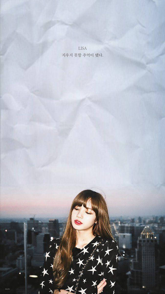 Paper-textured Black Pink Lisa Wallpaper