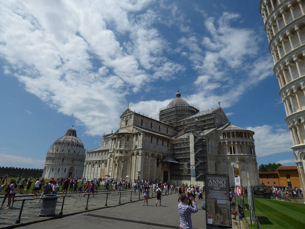 Part Of Leaning Tower Of Pisa In Corner Wallpaper