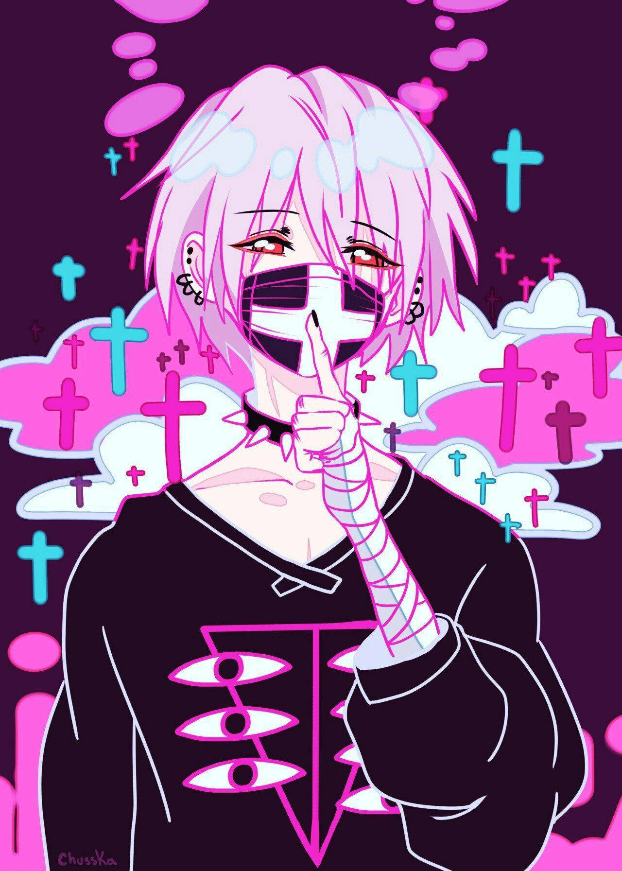 Pastel Anime Goth Boy Pfp Wallpaper