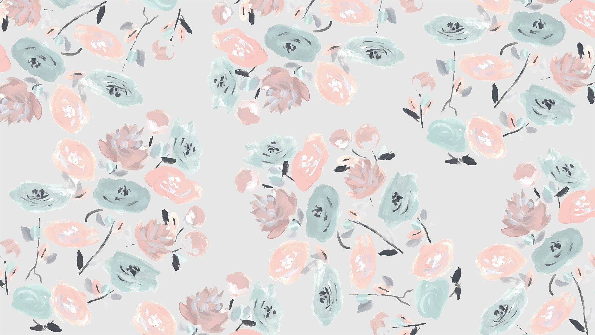 Pastel-colored Floral Desktop Art Wallpaper