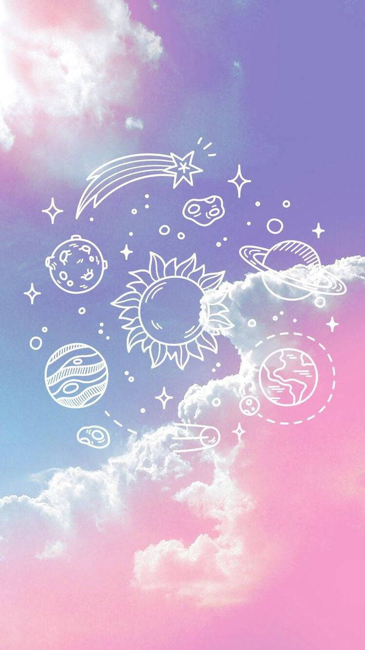 Pastel Galaxy Doodle Wallpaper