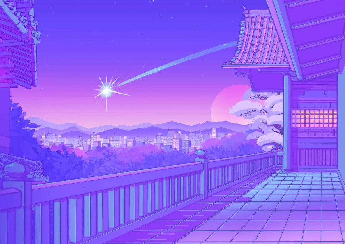 Pastel Purple House Shining Star Wallpaper