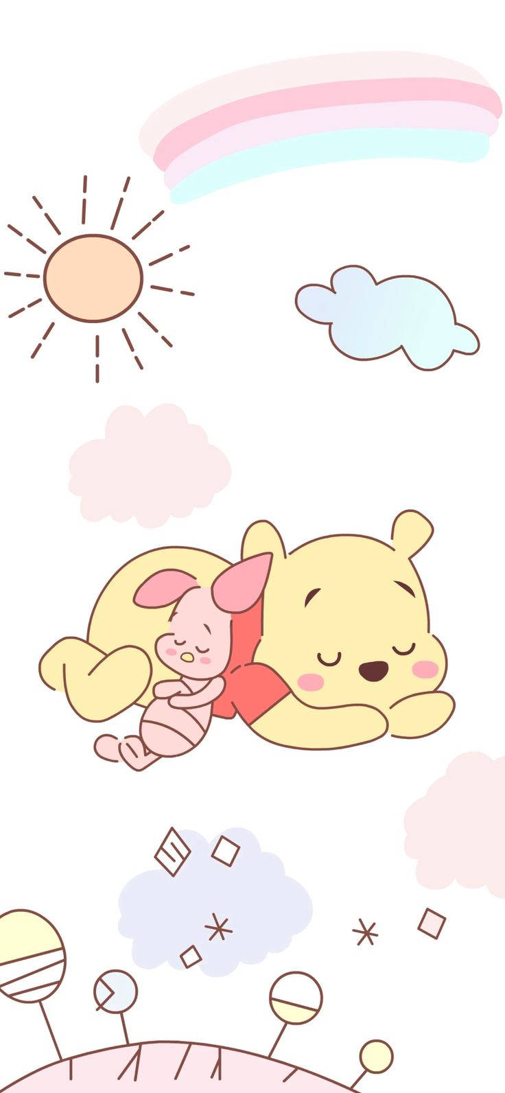 Pastel Winnie The Pooh And Piglet Wallpaper