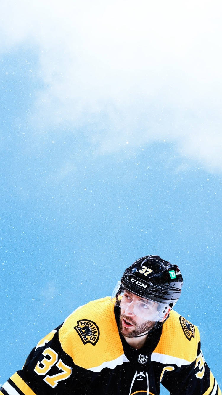 Patrice Bergeron Immersed In Blue - A Fan Art Tribute Wallpaper