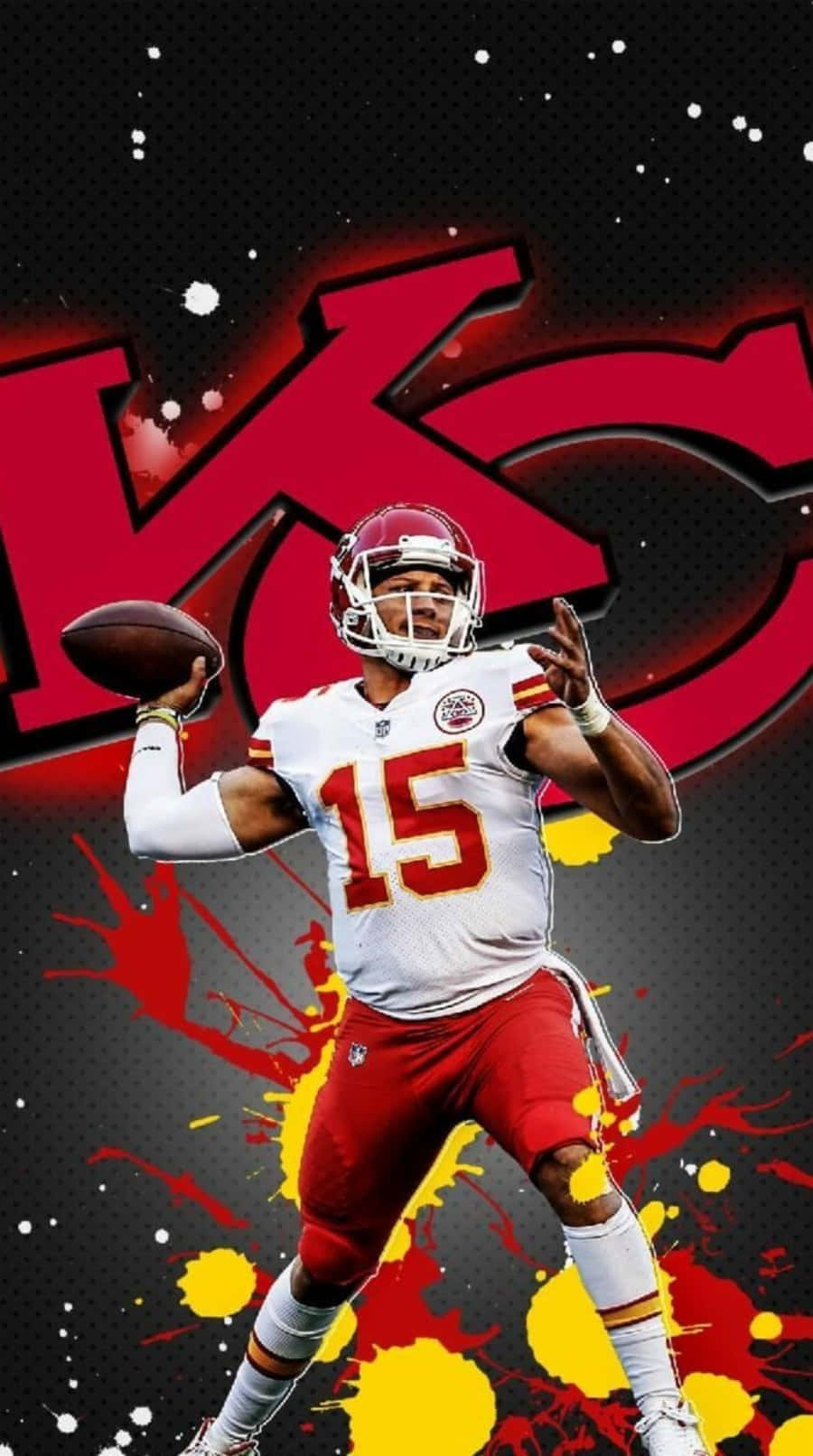 Patrick Mahomes Cool Graphic Art With Splatter Wallpaper