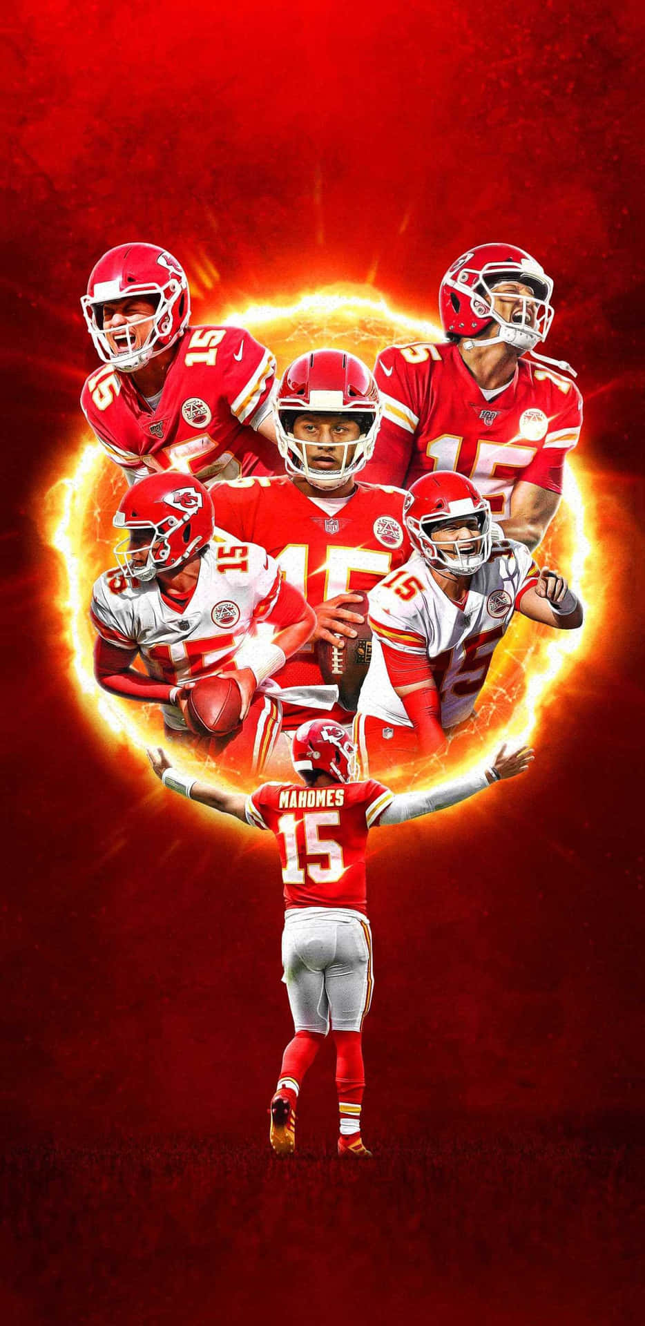 Patrick Mahomes Cool Graphic Artwork With Fire Wallpaper