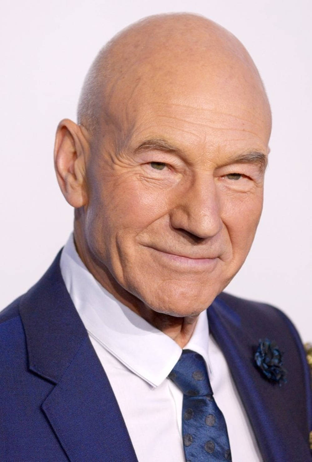 Patrick Stewart In Blue Suit And Tie Wallpaper