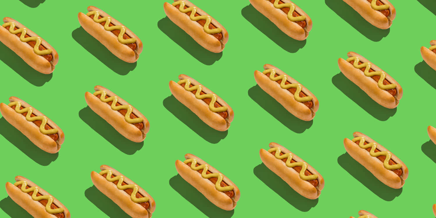 Patterned Hot Dogs Green Background.jpg Wallpaper