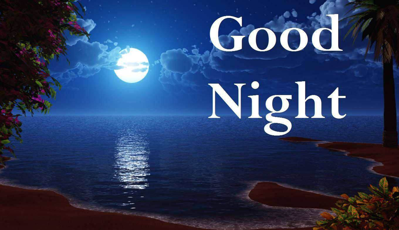 Peaceful Beach Night Good Night Message Wallpaper