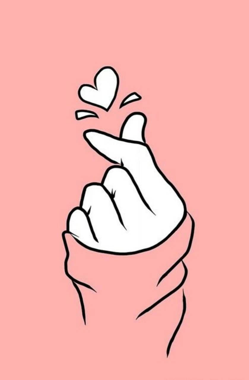 Peach Aesthetic Korean Finger Heart Wallpaper