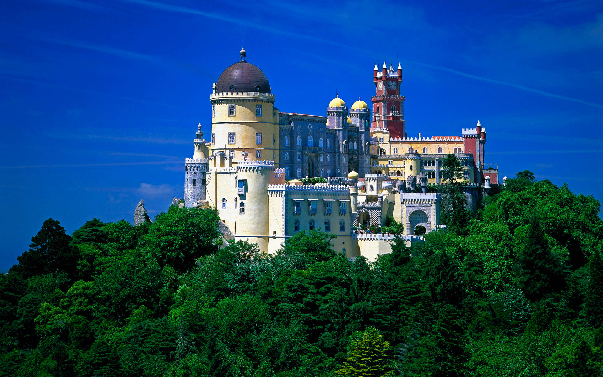 Pena Palace In Sintra Blue Sky Wallpaper