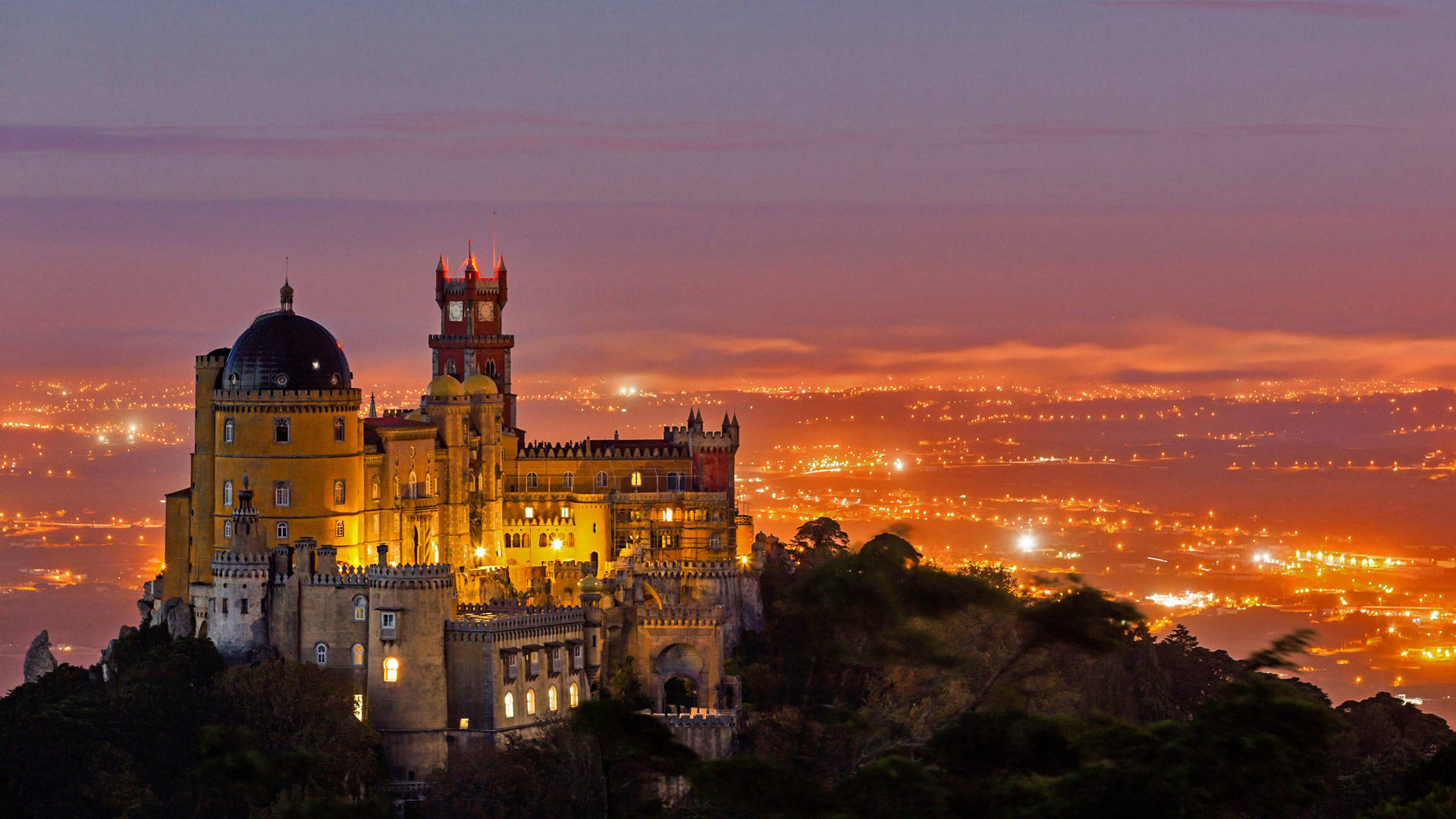 Pena Palace Sintra Sunset Wallpaper