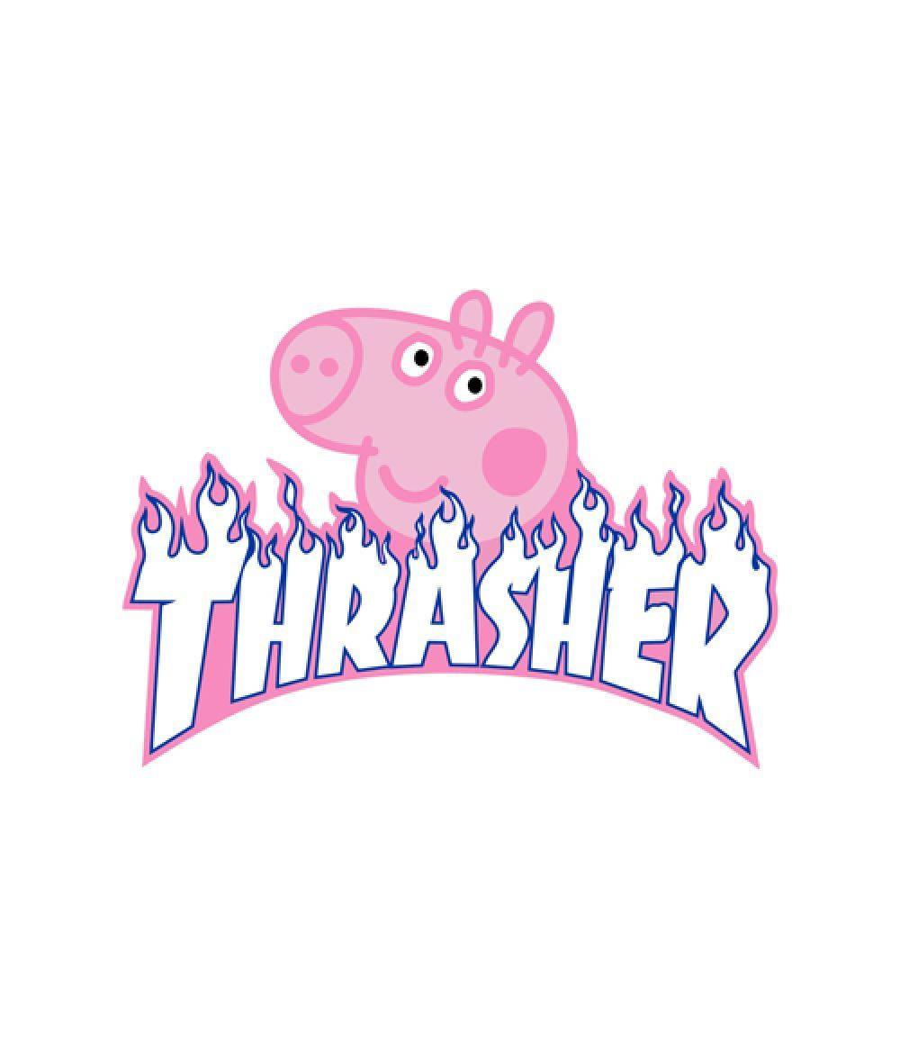 Peppa Pig In Thrasher Logo Wallpaper