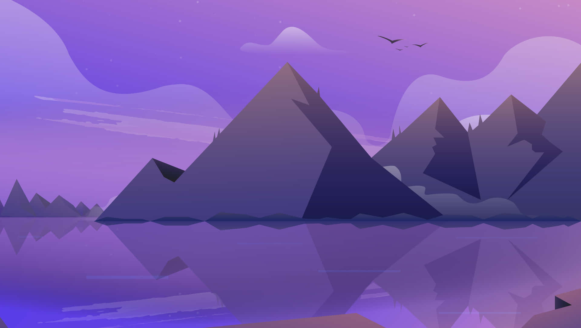 Perfect Cone Mountain Landscape Vector Art Wallpaper