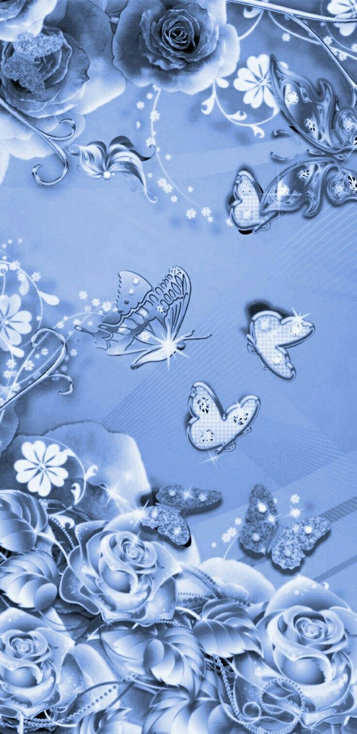 Periwinkle Blue Butterflies Art Wallpaper