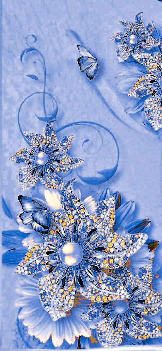 Periwinkle Blue Flower Diamonds Wallpaper