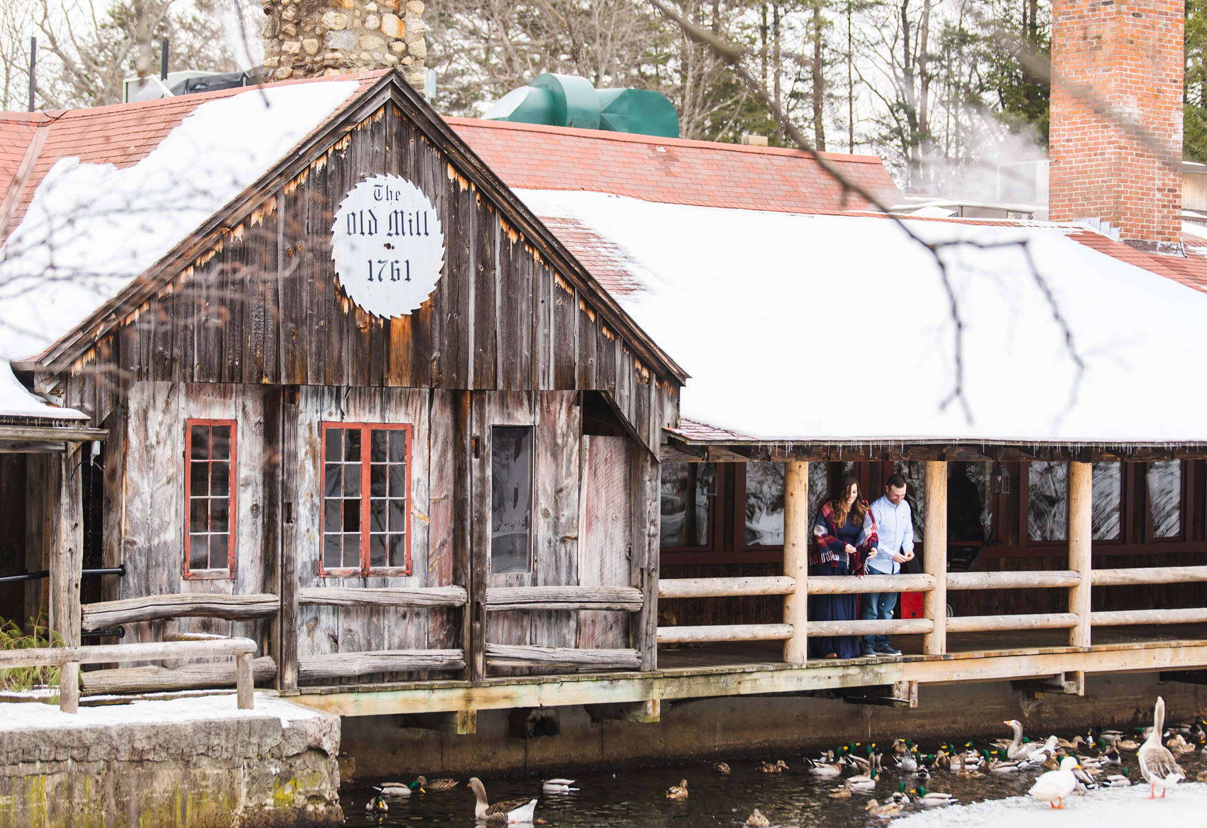 Picturesque View Of Old Mill Restaurant In Massachusetts Wallpaper