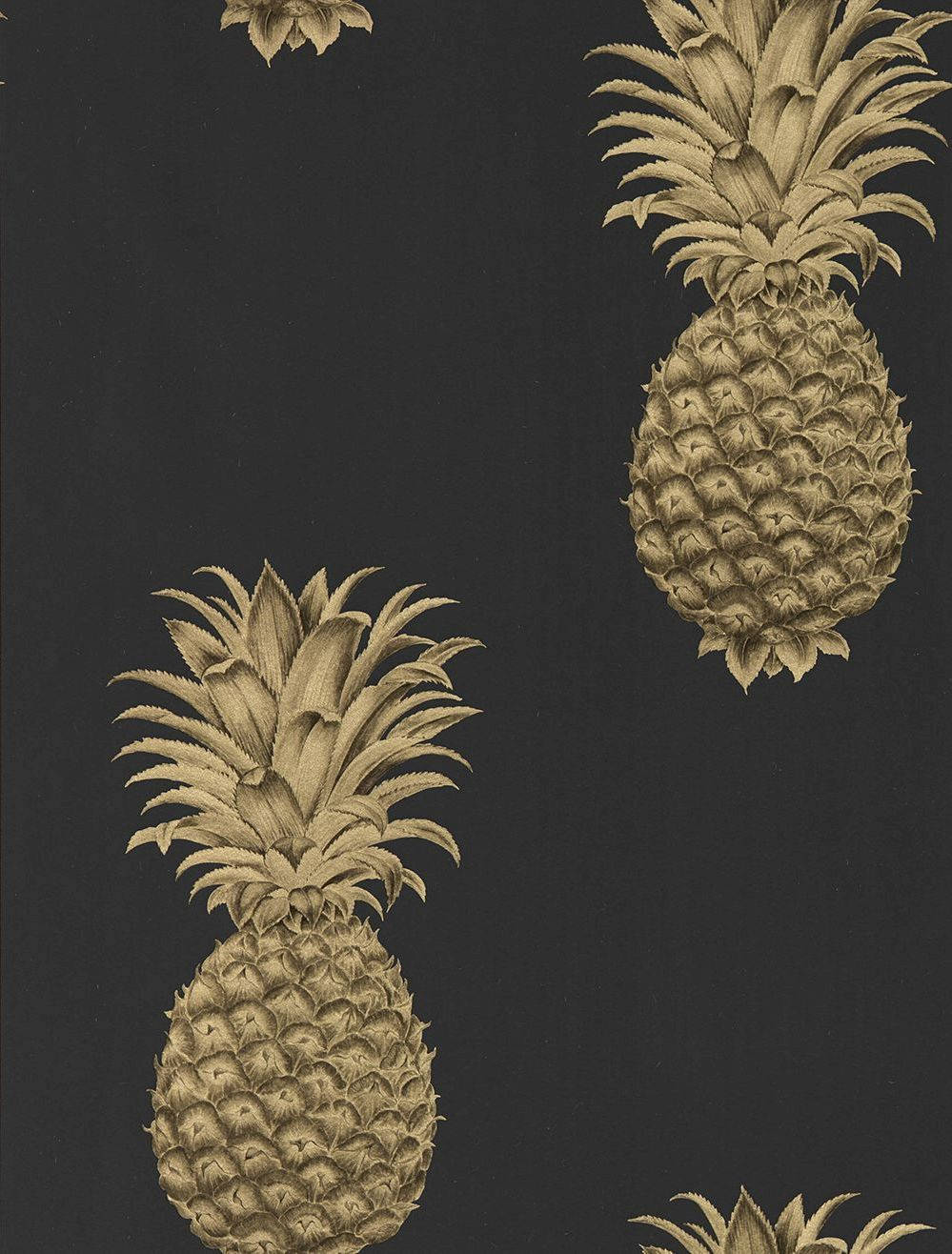 Pineapples In Black Themed Wallpaper