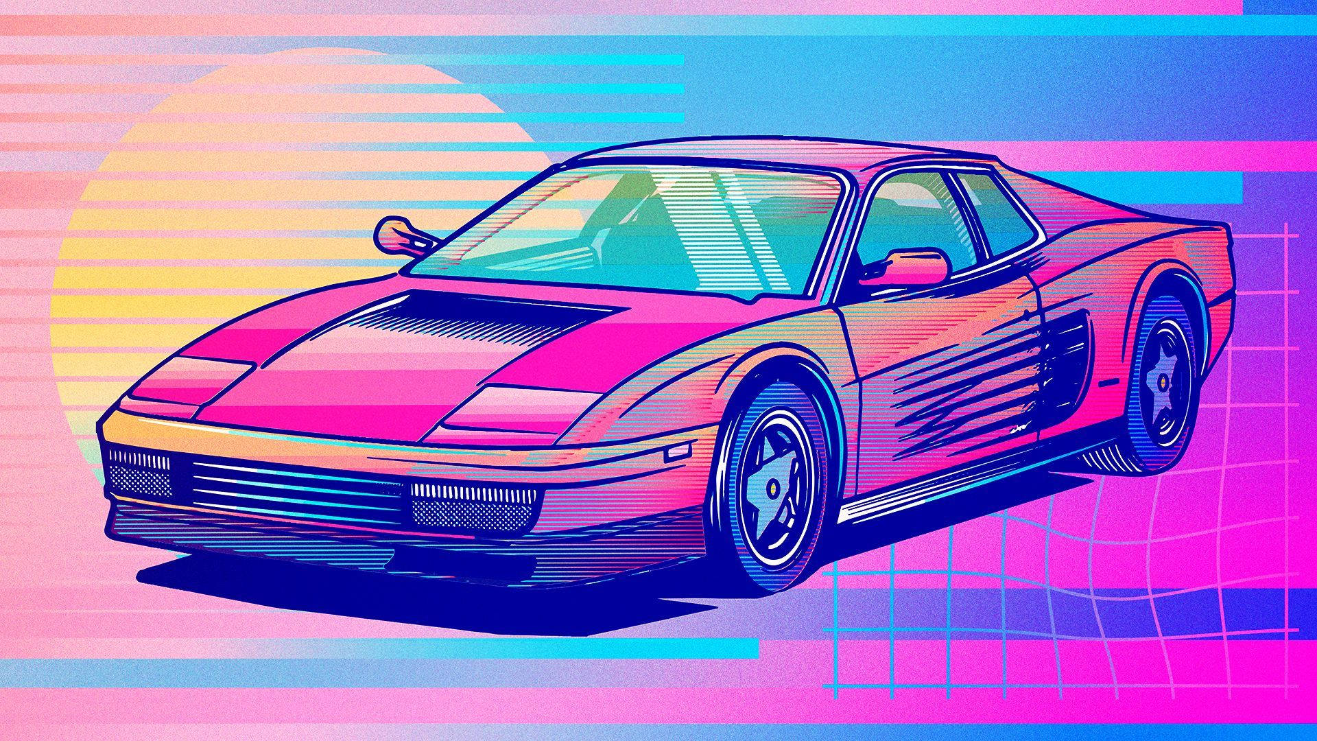 Pink Aesthetic Car In Pink For Computer Wallpaper