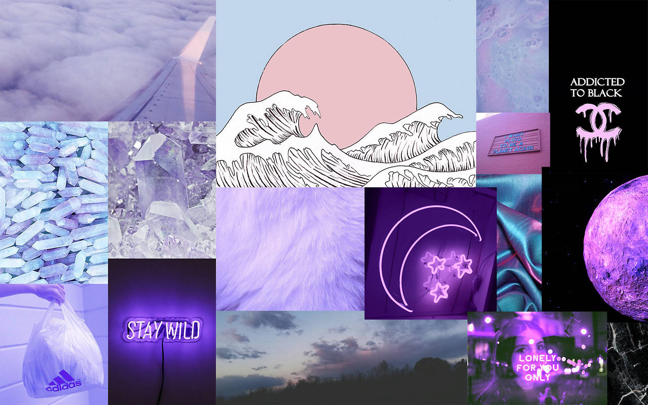 Pink And Purple Aesthetic Laptop Collage Wallpaper