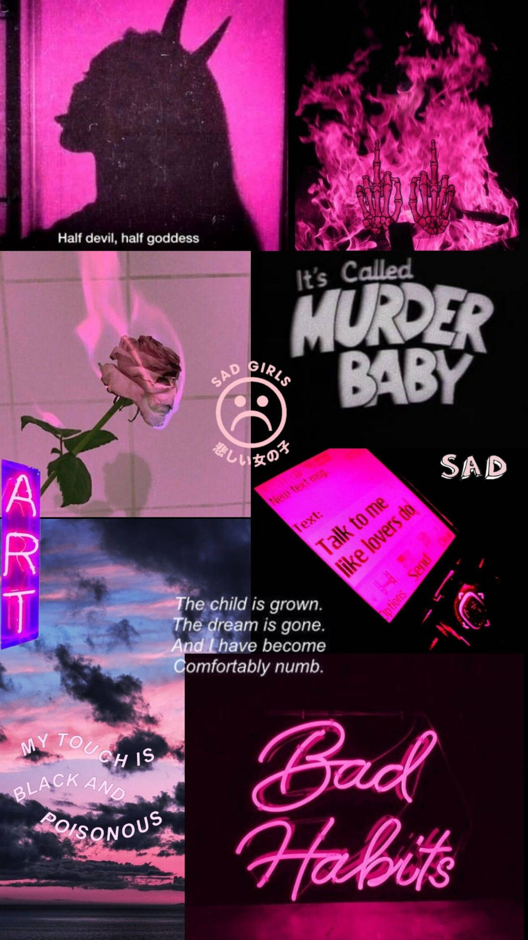 Pink Baddie Bad Habits Collage Wallpaper