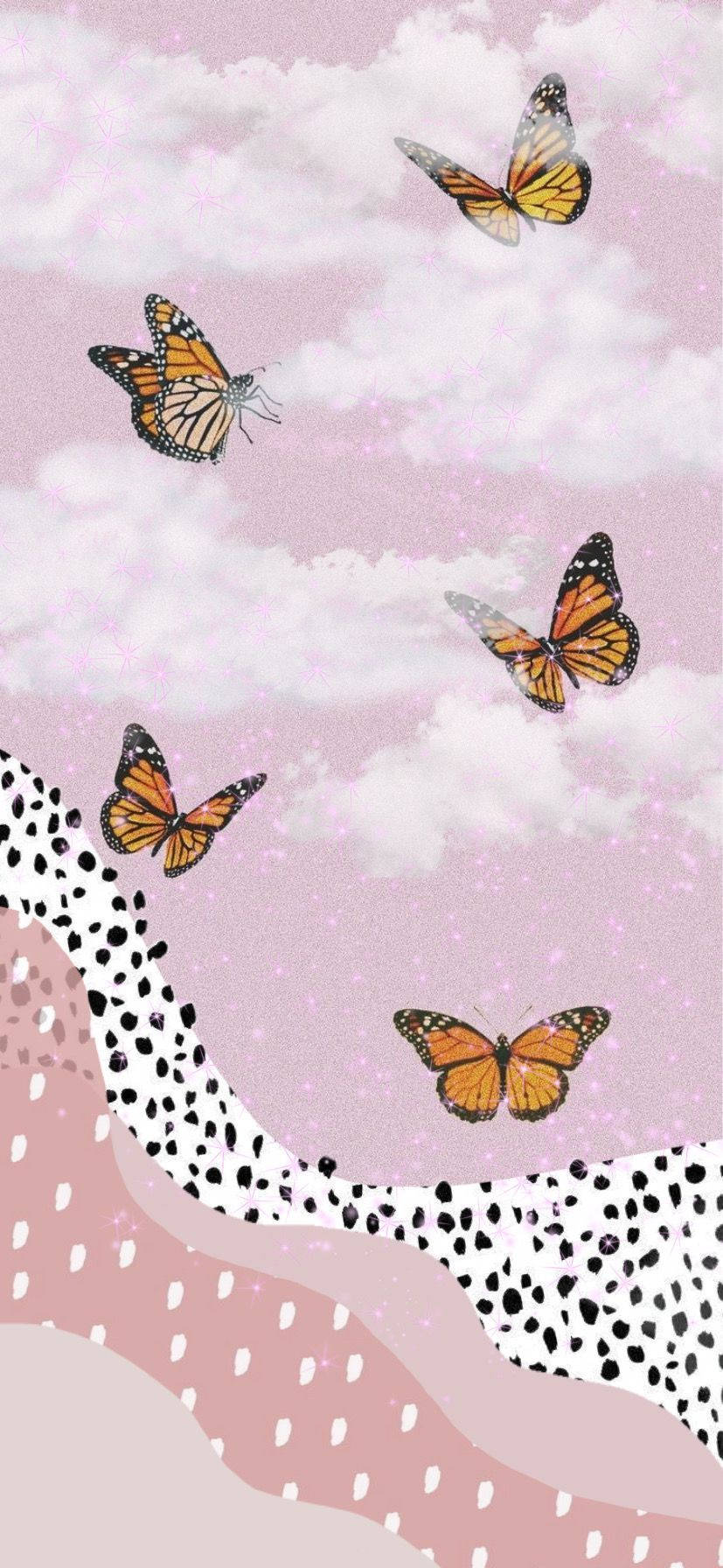 Pink Butterfly Aesthetic Wallpaper