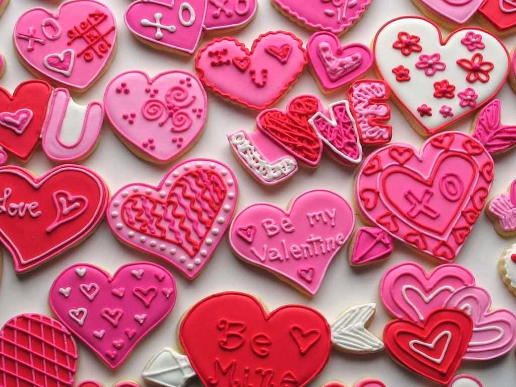 Pink Cute Valentines Day Cookies Wallpaper