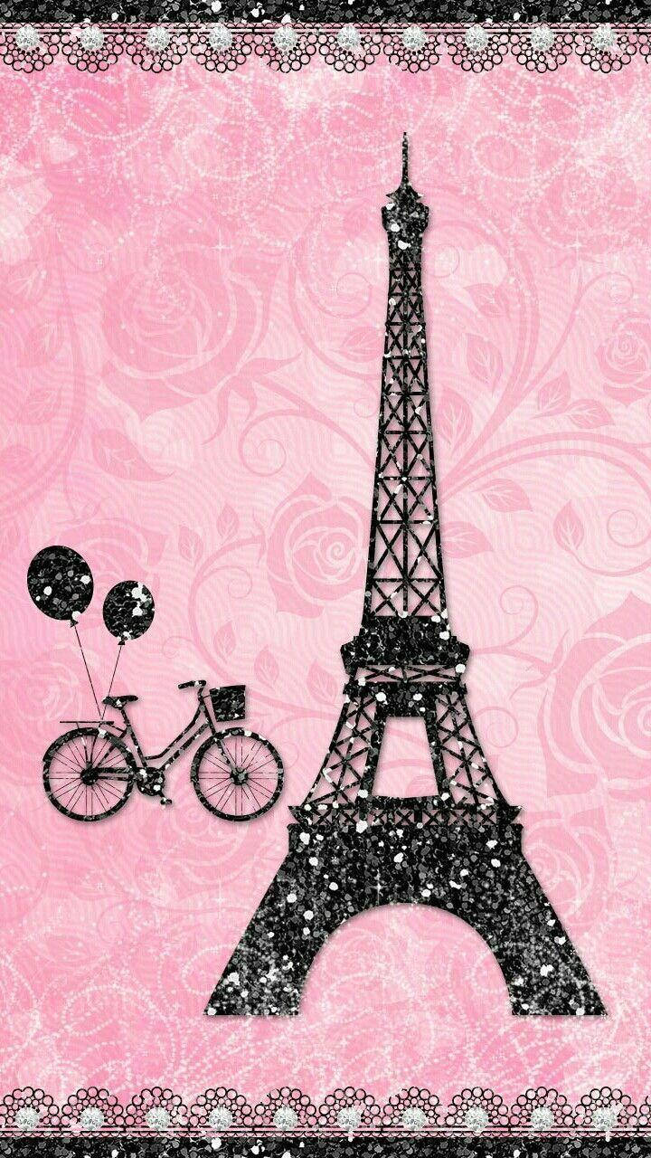 Pink Eiffel Tower Bicycle Wallpaper
