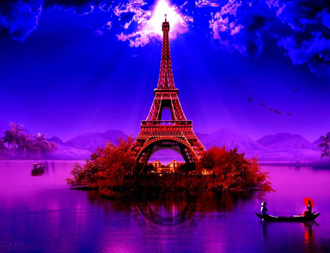 Pink Eiffel Tower Water Wallpaper