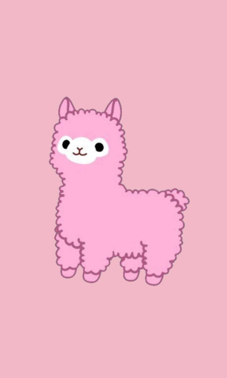 Pink Kawaii Alpaca Wallpaper