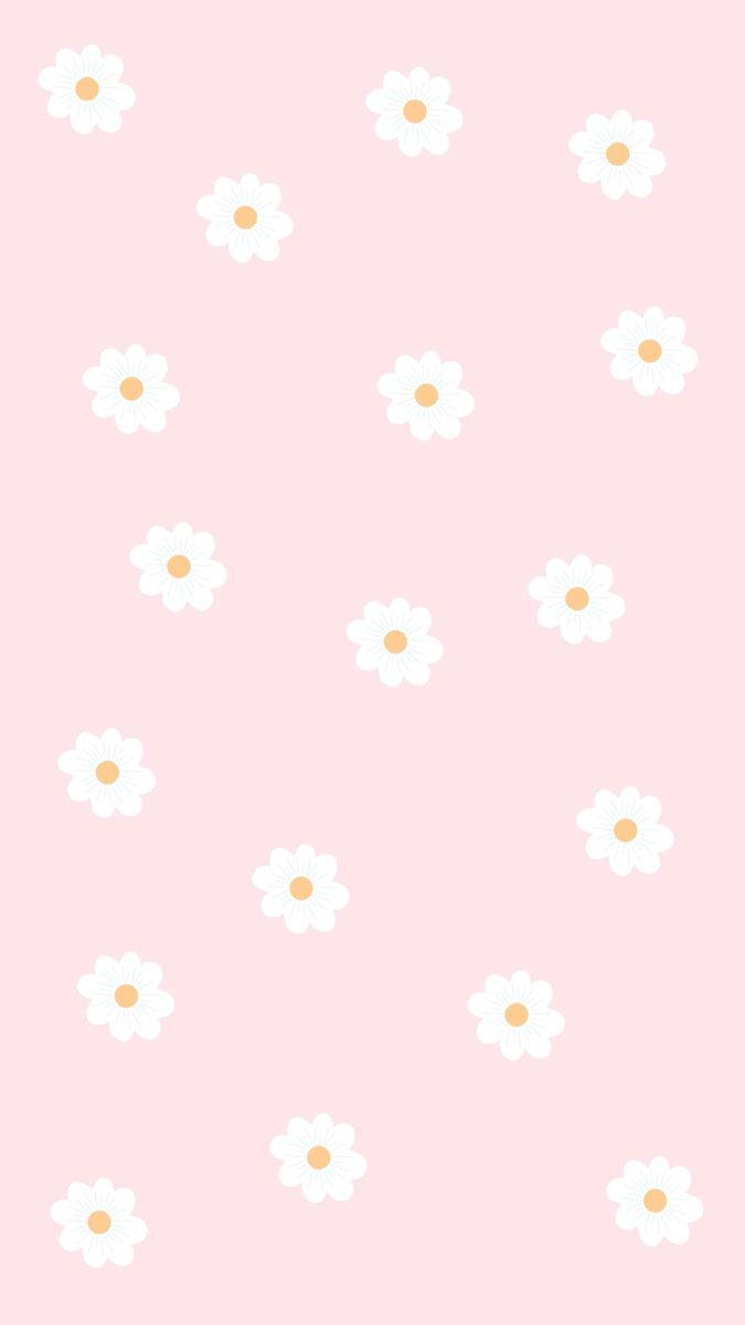 Pink Kawaii Flower Seamless Pattern Wallpaper