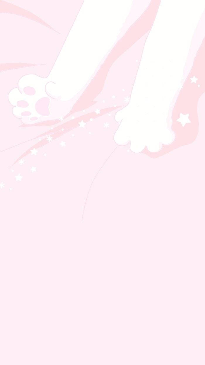 Pink Kawaii Stretching Cat Wallpaper