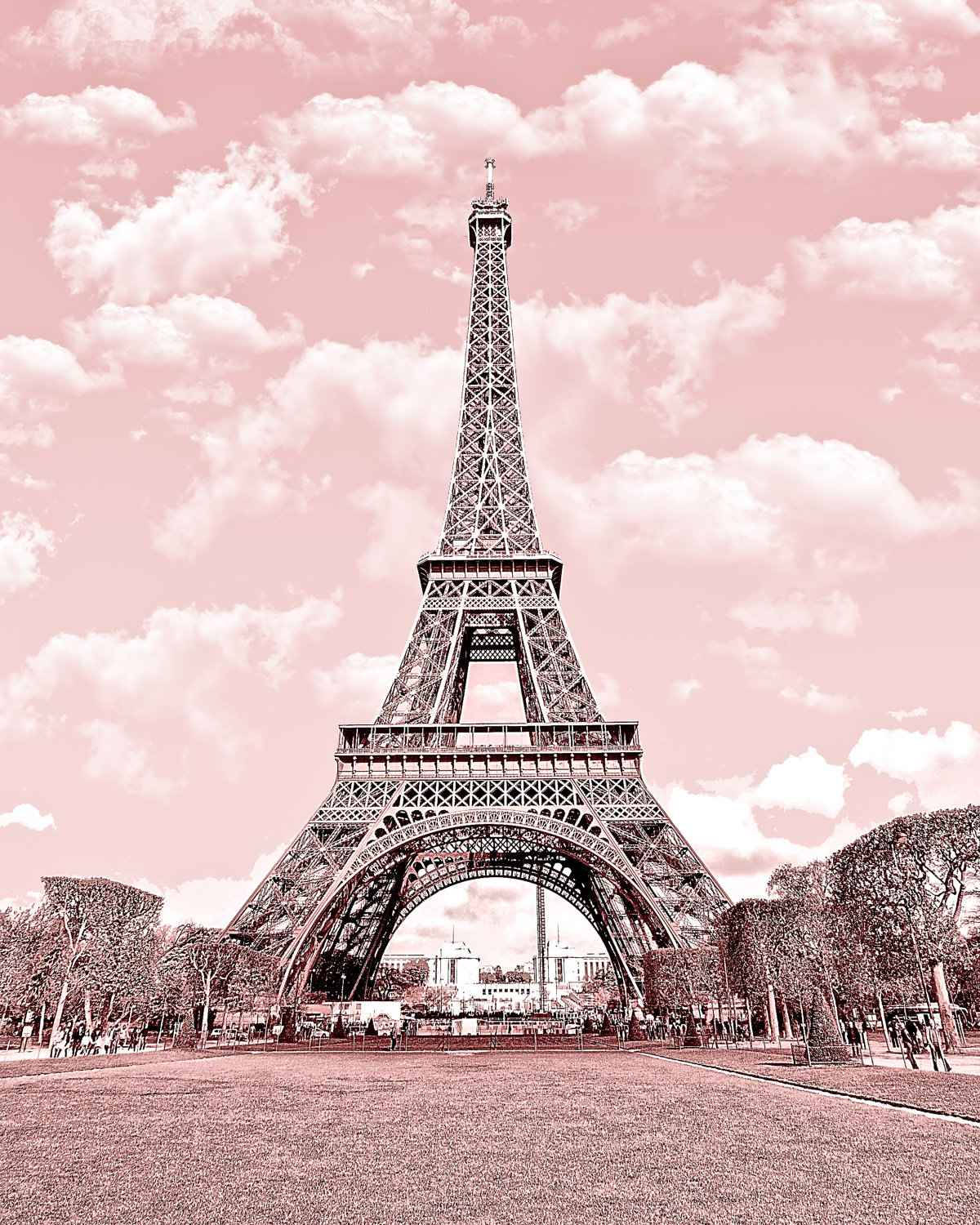 Pink Paris Clouds With Eiffel Tower Wallpaper