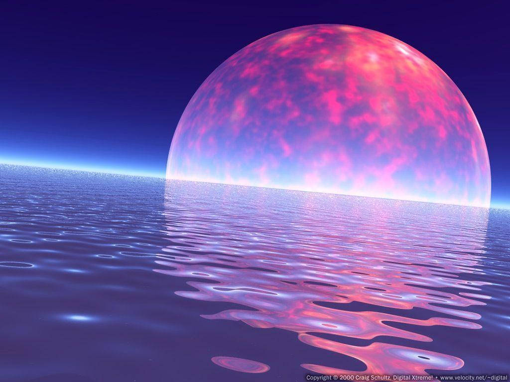 Pink Planet Reflection Wallpaper