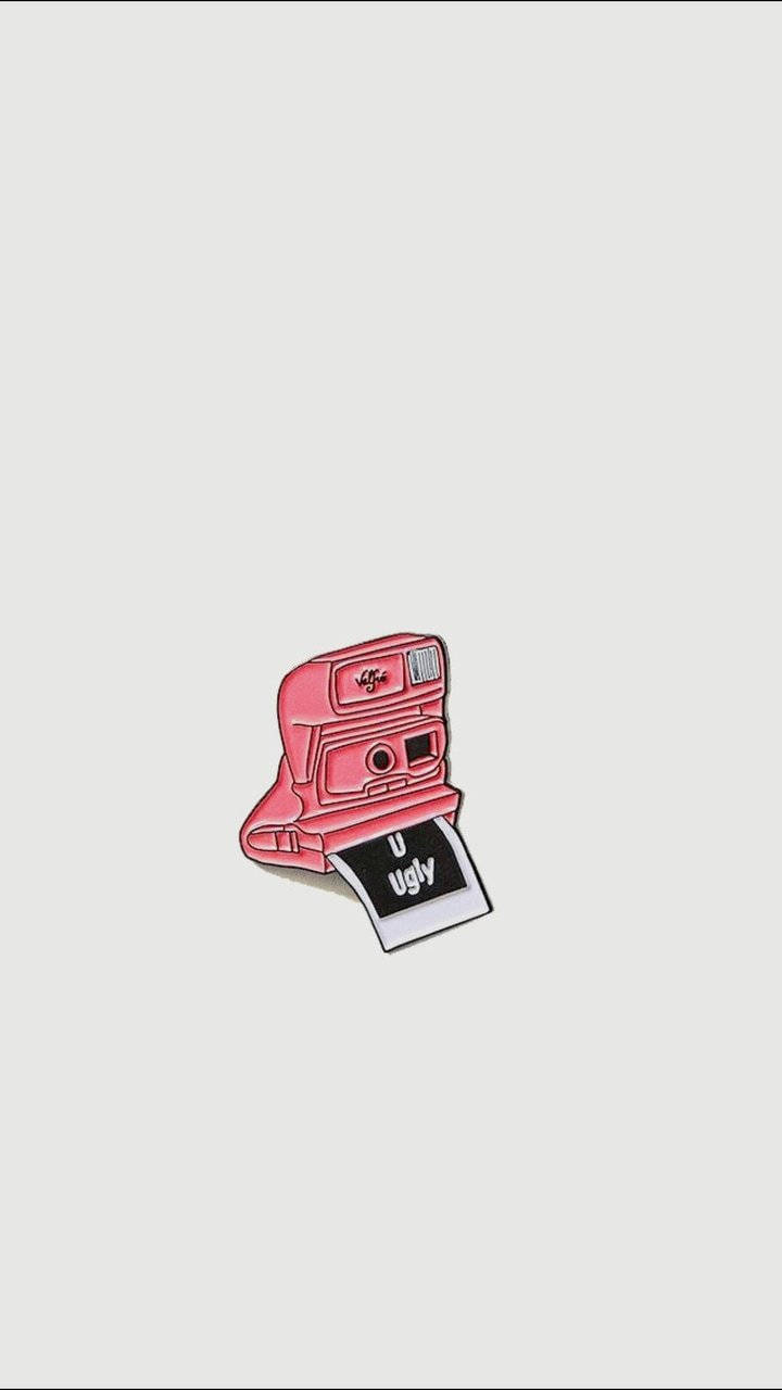 Pink Polaroid Camera Retro Aesthetic Iphone Wallpaper