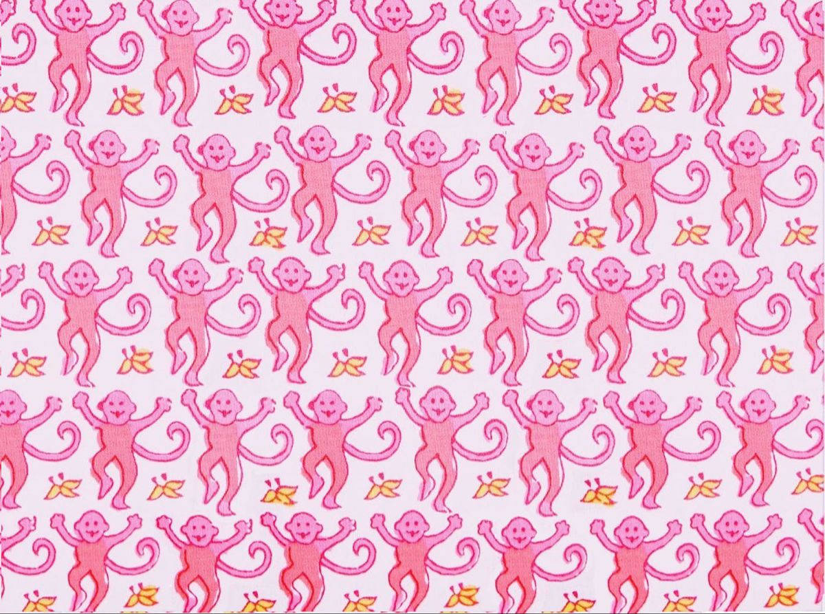 Pink Preppy Dancing Monkey Wallpaper