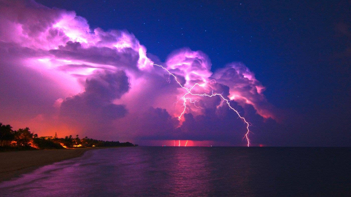 Pink Thunderstorm Clouds Wallpaper