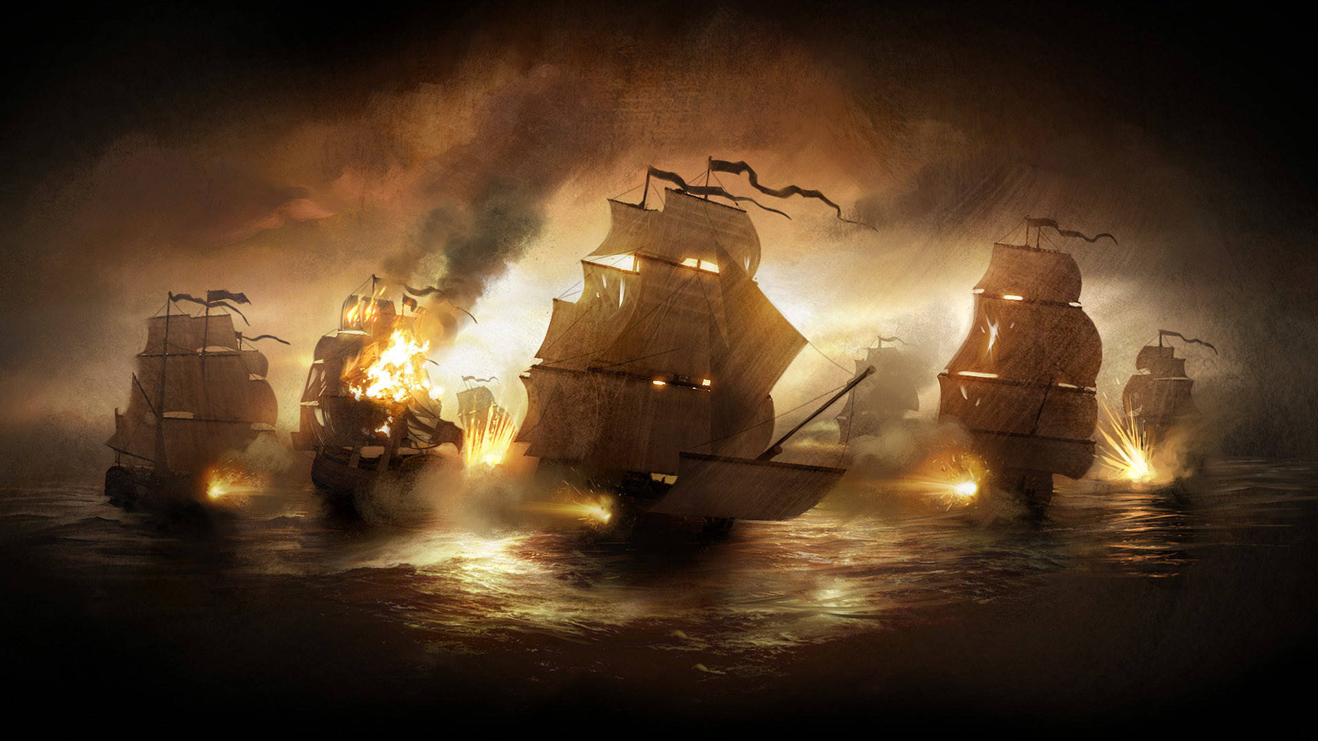 Pirate Ship On Fire Best Desktop Wallpaper