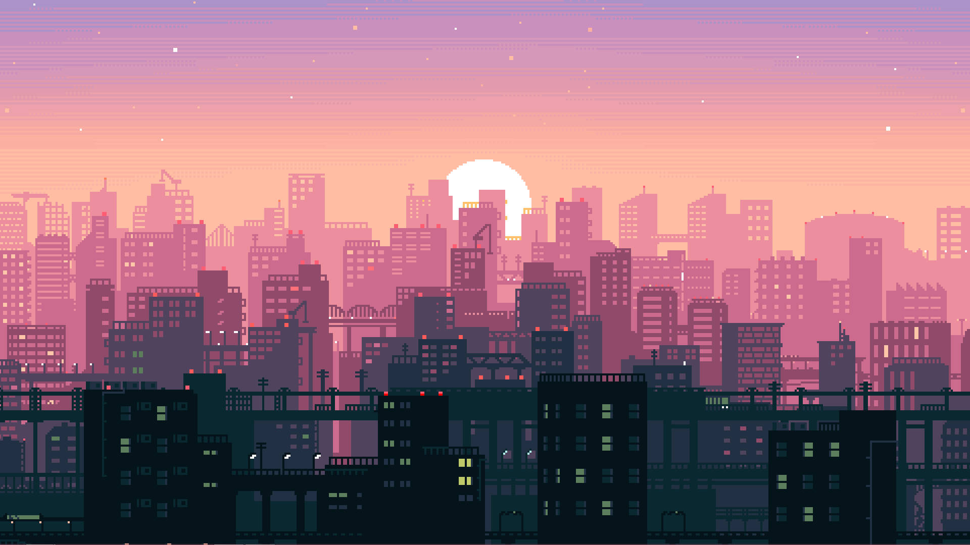 Pixel Art Lo Fi City Wallpaper