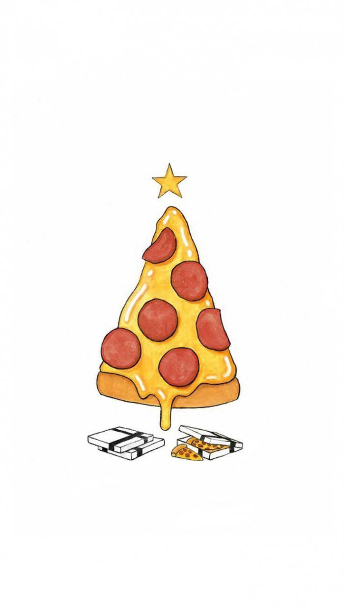 Pizza Christmas Tree Funny Phone Wallpaper