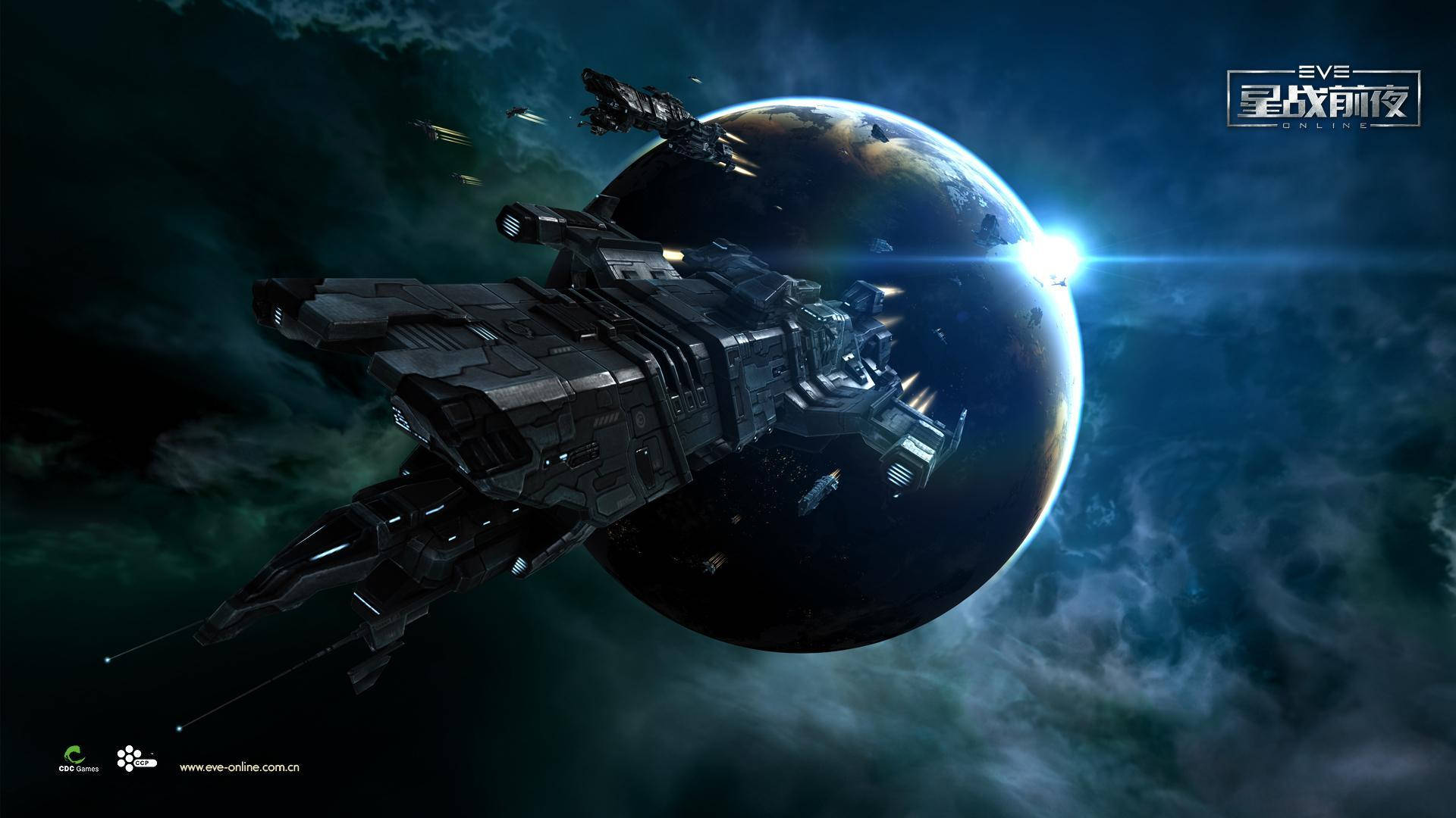 Planet And Spaceships On Eve Online Wallpaper