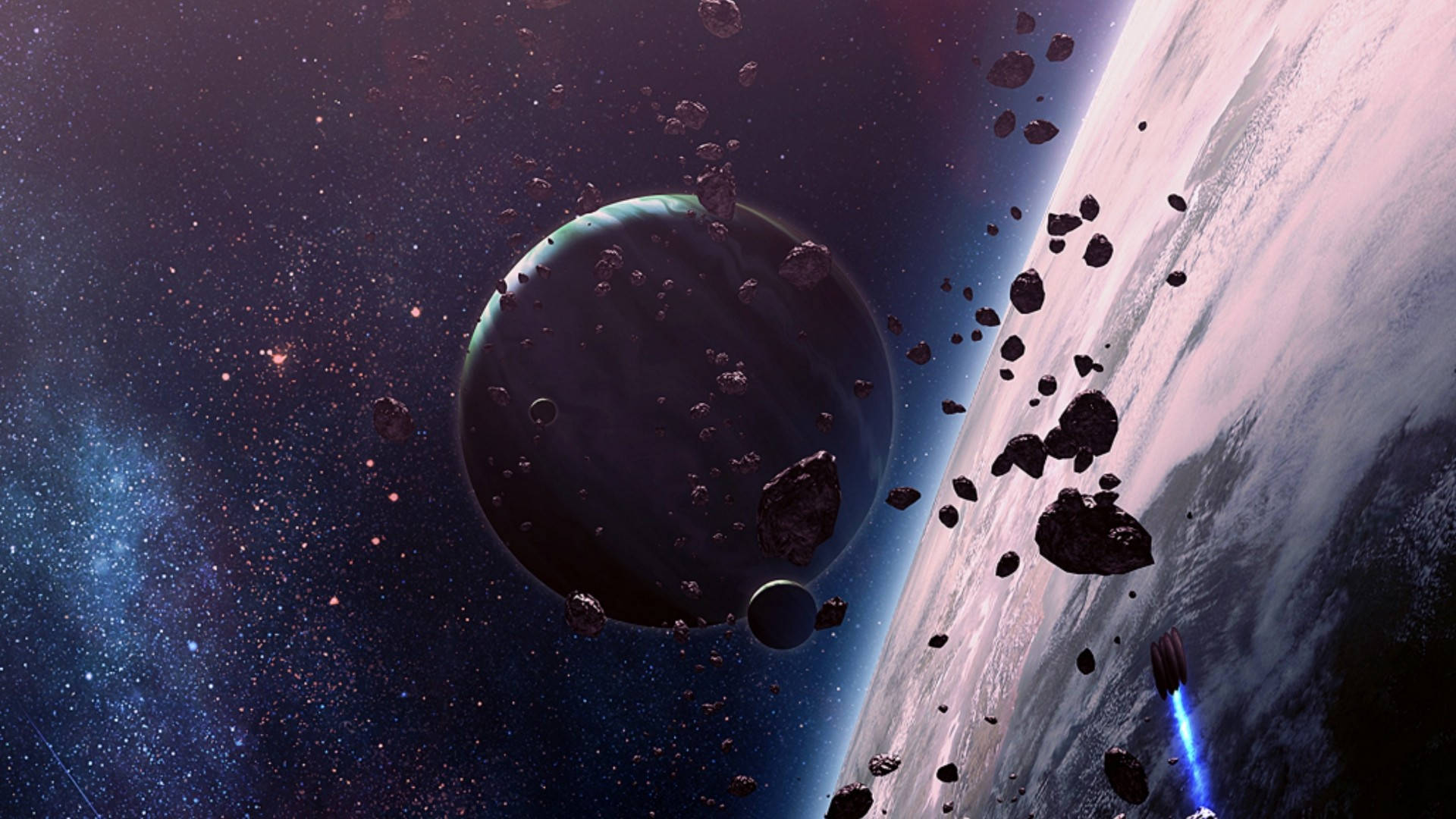 Planets Debris In Universe Wallpaper