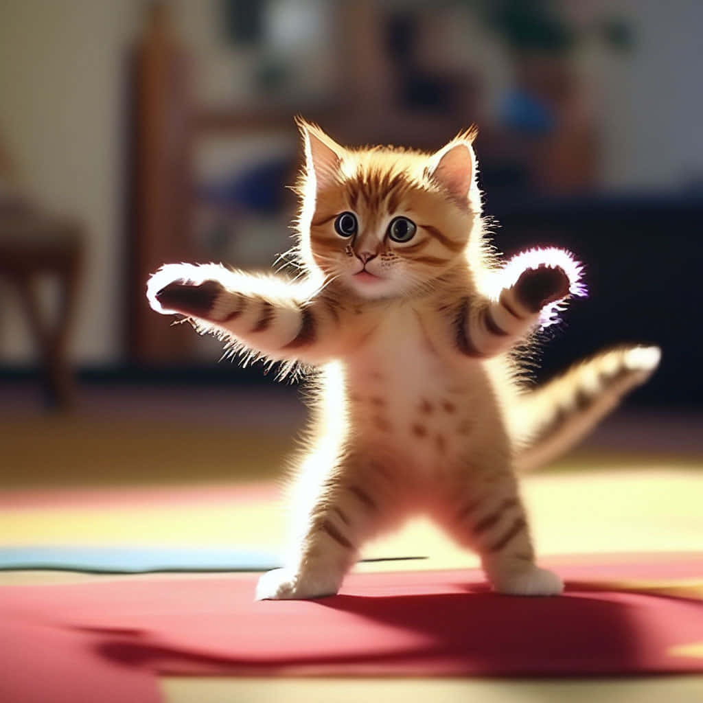 Playful Kitten Dancing Sunlit Room.jpg Wallpaper