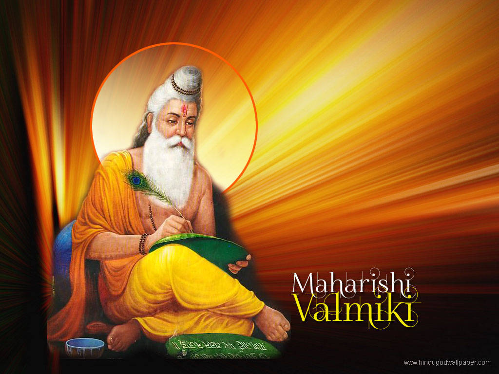 Poet Valmiki In Sunburst Orange Wallpaper