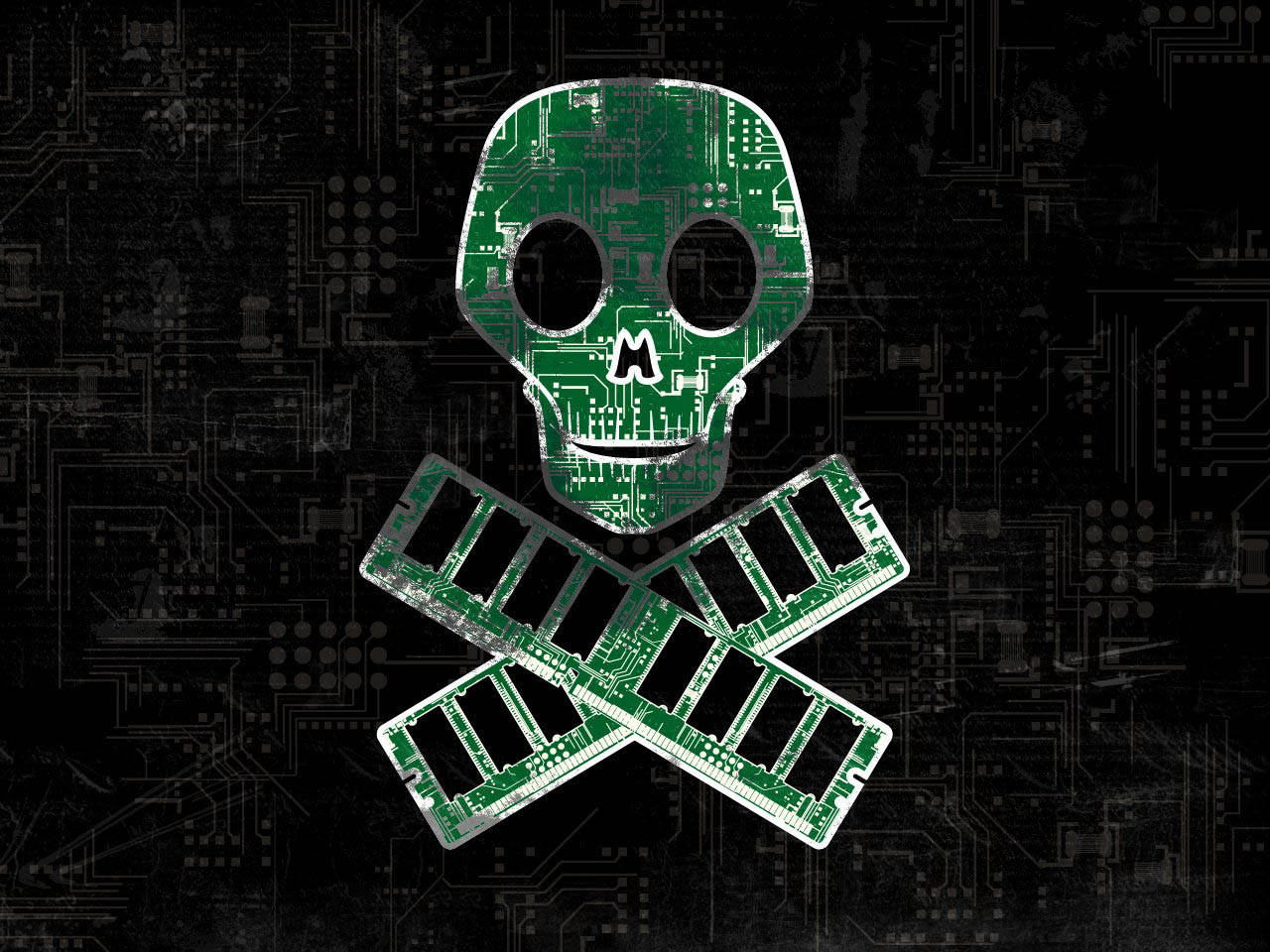 Poison Skull In Hacker Circuit Board Wallpaper
