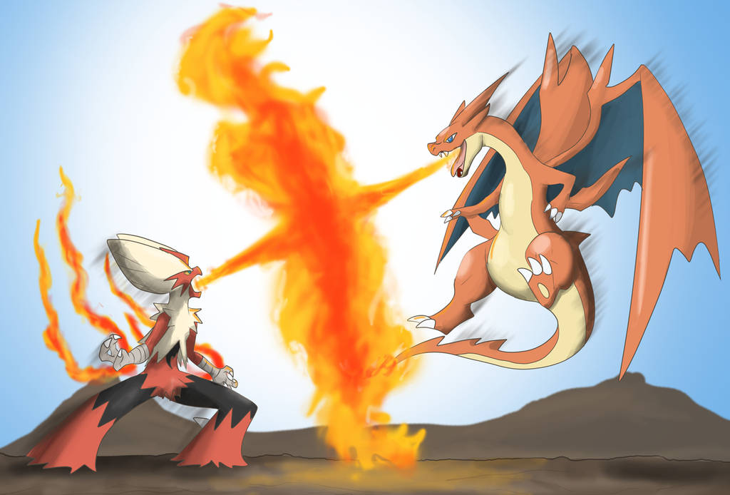 Pokemon Blaziken Charizard Fire Fight Wallpaper